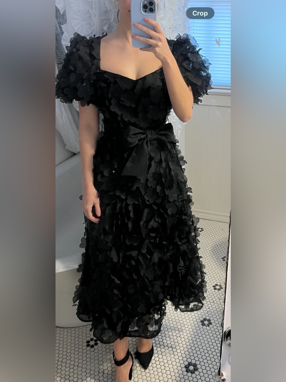 Elliatt Black Floral Petal Midi Dress